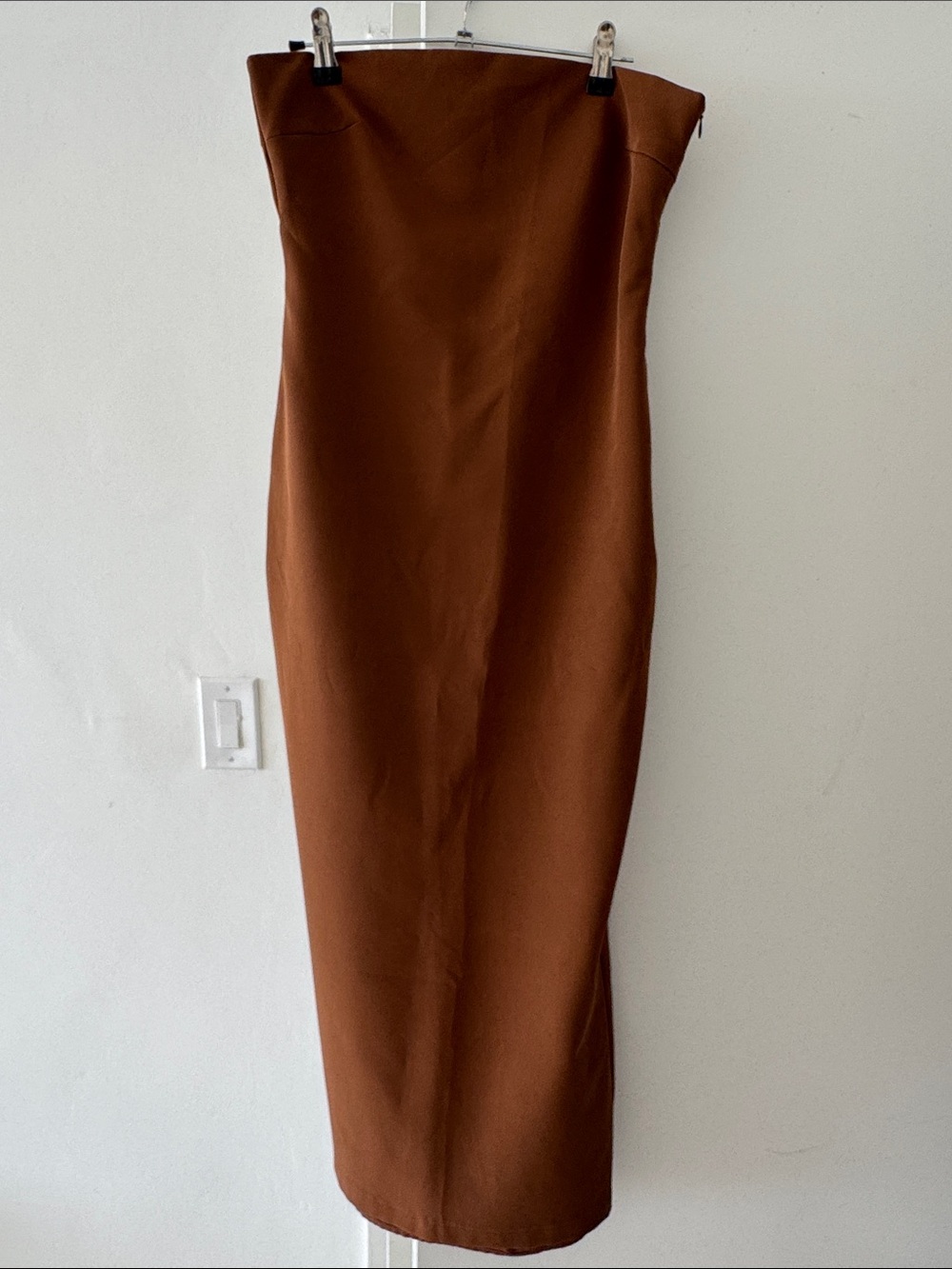 Women's High-Waist Brown Midi Dress